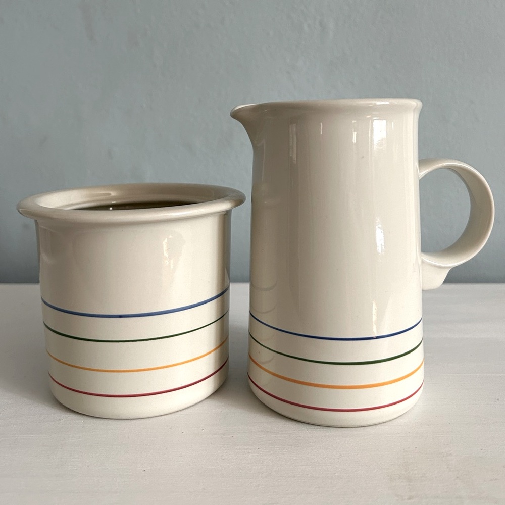Retro vintage cream and sugar serving set Epoch Rainbow design
